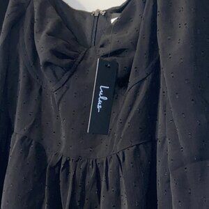Lulus Dotted Long-sleeve Black Romper